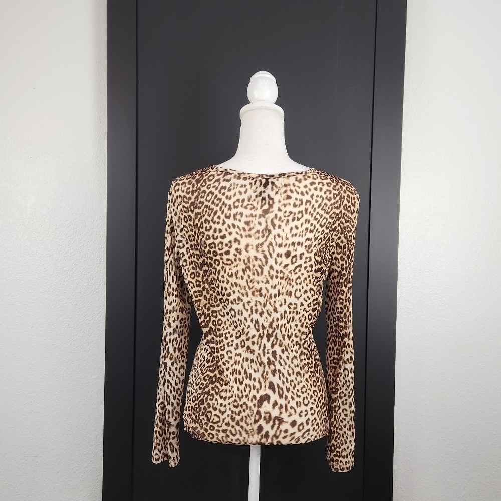 Peck & Peck Leopard Print Button Up Nylon Blouse … - image 5